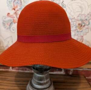 VINTAGE Hat Bohemian Terracotta Floppy felt fabric wide brim